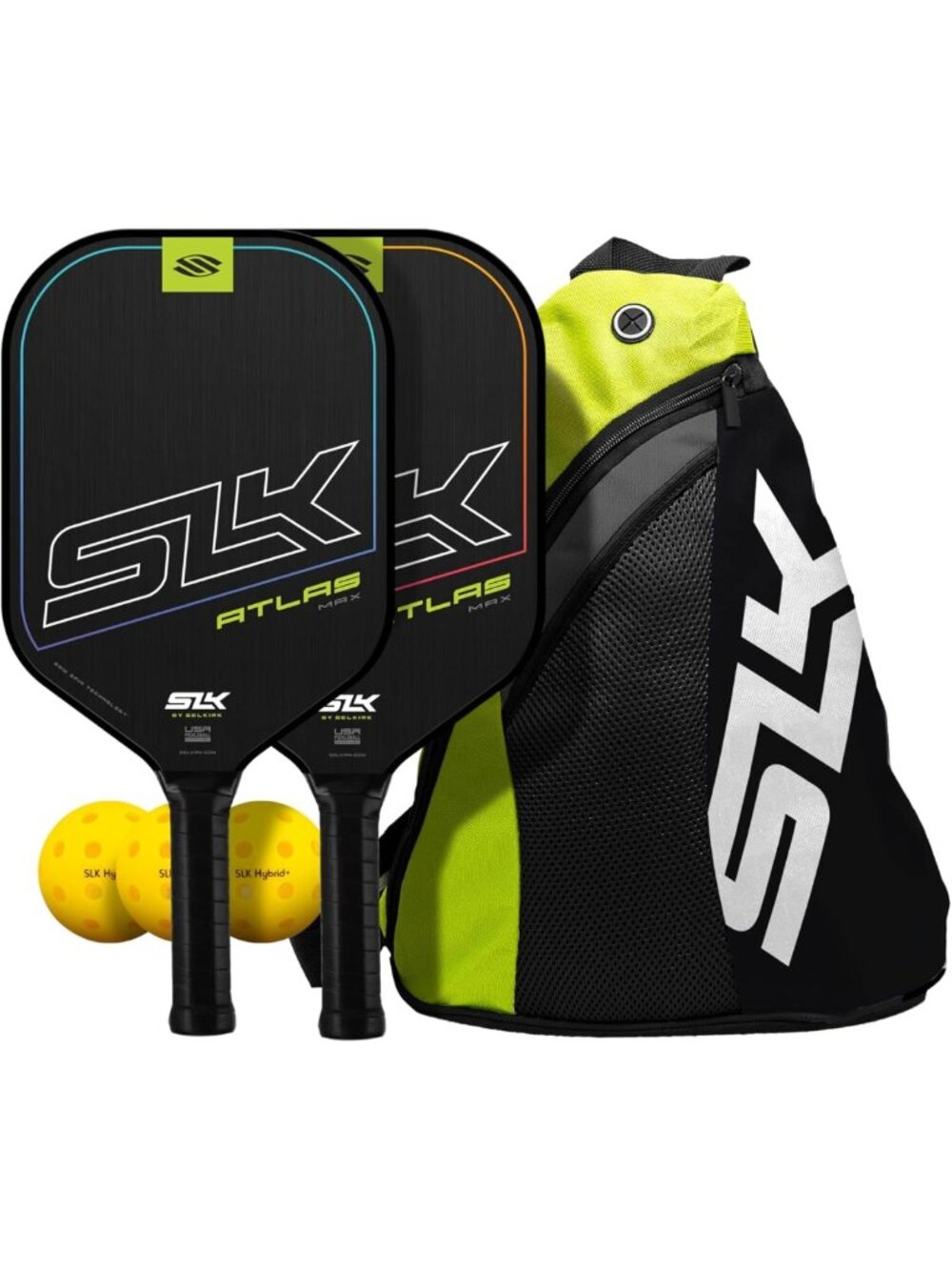 Set of 2 Pickleball Paddles with Pickleballs & Sling Bag | Graphite/Fiberglass